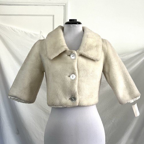 Vtg 60s ivory faux - fur, cropped