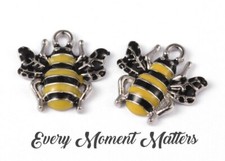 5 x Tibetan Silver & Enamel BEE HONEYBEE BUMBLE BEE 18x17mm Charms Pendants