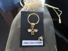 gold plated enamelled bumble bee  keyring+ gift bag