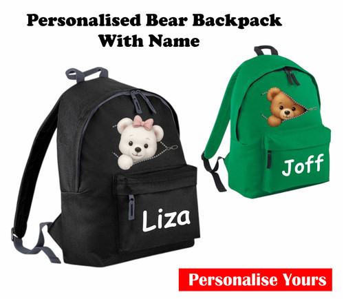 Personalised bear backpack - personalised,