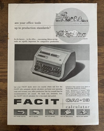 1959 facit ca1 calculator - ca1-13,