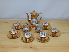 Vintage Du-Co Kunst Rehau Bavaria Porcelain 15 Piece Gilt Gold Tea Set