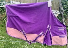 Pretty cute 3’0” pink & purple fleece rug fit pony/mini/Shetland travel/stable