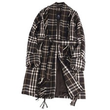 beautiful Burberry London belt long coat check wool ladies 38(approx. M) bro