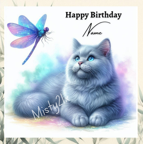 Personalised russian blue - blue, cat