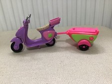 Polly Pocket Scooter Moped Purple Pink Kids Toy With Trailer
