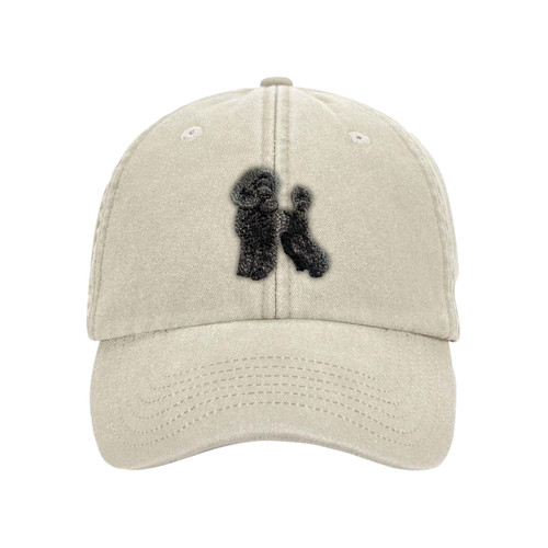 Poodle black dog - black, embroidered