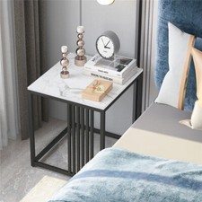 High-end White Marble Sofa Side Table Nightstand End Table Exclusive Metal Frame