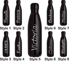 Personalised Name Water Bottle Stainless Steel Vacuum Insulated Chilly Hot 500ml