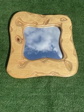 Small Hand Crafted Wooden Framed Wall Mirror Bespoke Unique Patterns Wood Grain