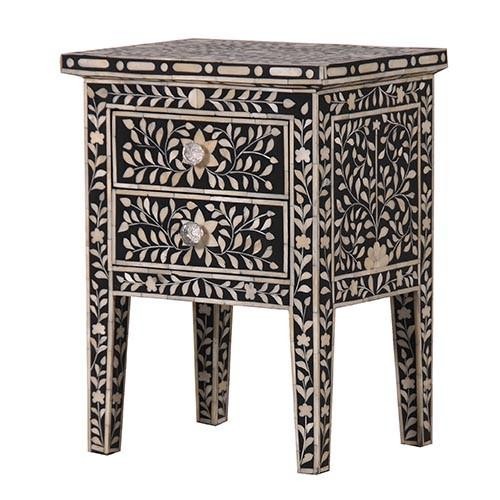 Bone inlay nightstand with - bone,