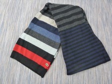 Lacoste Scarf Unisex One Size Multi Stripe Wool Blend Red Navy Grey Logo Winter