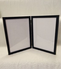8”x 6”Black Twin 2 Picture Vertical Double Hinged Folding Photo Frame Gift  8x6