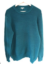 Jaeger teal ribbed heavy knit 100% wool jumper L/42"-44"chest