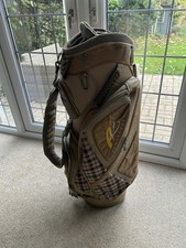 Powakaddy Golf Cart Bag Checkered Brown Strap Good Condition