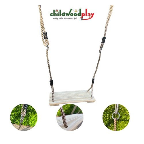Wooden swing seat with 8m - wooden, 1.8m