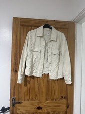 Tu Woman Cream/Ecru Denim Jacket | Frayed Raw Hem | Size 10