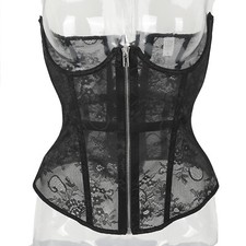 Women Perspective Lace Up Boned Underbust Corset Bustier Waist Trainer Cincher