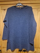 Vero Moda Navy Alpaca Mix Long Preloved Boat Neck Plain Jumper S