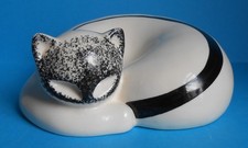 Vintage ~ Porcelain Figurine ~ Sleeping Black & White Cat ~ CMIELOW ??