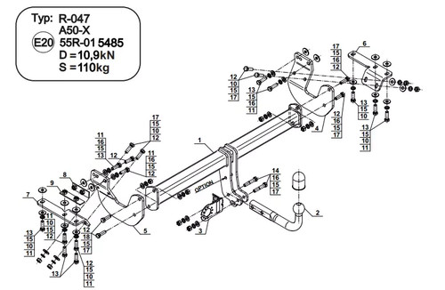 Swan neck tow bar - swan, for