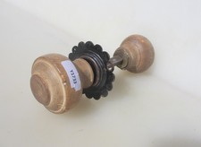 Edwardian Wooden Door Knobs Handles 1 Brass Plate OId Wood Vintage Antique