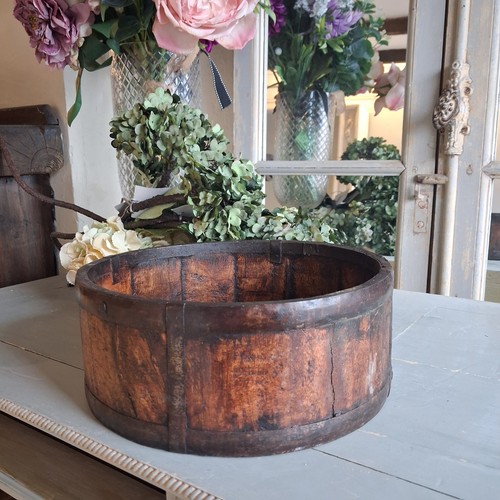Rustic shallow barrel bowl - rustic,