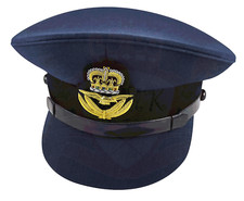 RAF Royal Air Force officers peaked cap  hat with bullion queen badge headgear