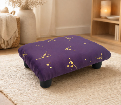 Handmade low footstool purple - handmade,