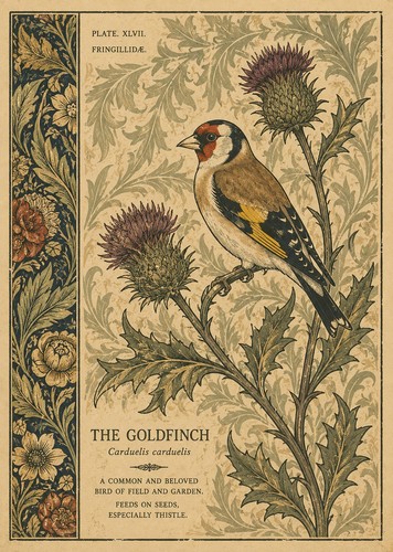 Goldfinch print vintage - a4,