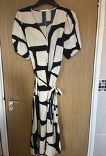 Primark Black & White Print Maxi Dress With Belt Size M (12/14)