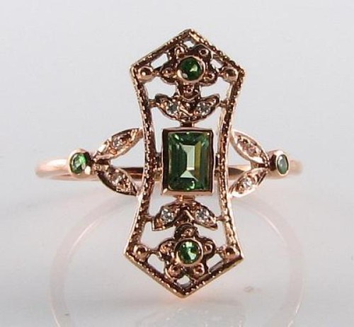 9ct rose gold - gold, tsavorite
