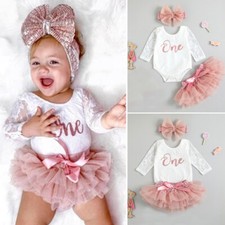 Newborn Infant Baby Girls 1st Birthday Outfit Romper Cake Smash Tutu Skirts