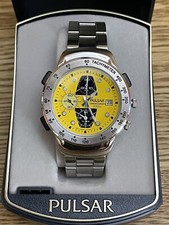 Men's Vintage Pulsar "NASA" Y182-6D10 Analog Quartz Alarm Chronograph Watch 100m