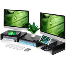 Computer Desktop Monitor Stand, 3 Shelf Adjustable Laptop Tablet Desk Riser