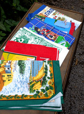 6 VINTAGE TEA TOWELS QUALITY COTTON VARIOUS DESIGNS  (M8)