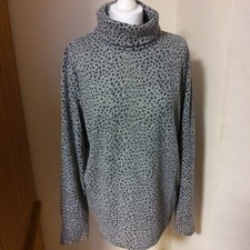 LONG TALL SALLY GREY/BLACK LEOPARD PRINT POLO NECK SOFT FEEL JUMPER....SIZE 20