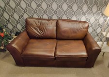 Marks and Spencer (M&S) 'Abbey' Brown Leather 3 Seater Sofa