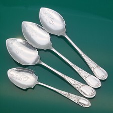 4x Jam Spoons La Regence Style Ornate Antique Silver Plated