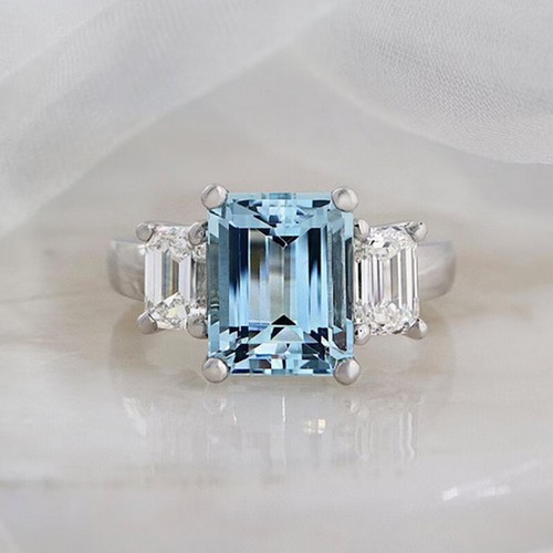 Emerald cut aquamarine - emerald, &