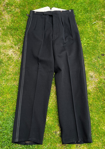 Vintage black wool button fly - black,