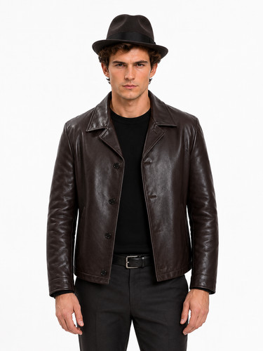 Mens tom brown leather jacket - tom,