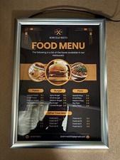 LED Illuminated Lightbox Clip Frame Ideal for Restaurant and Cafe Menus