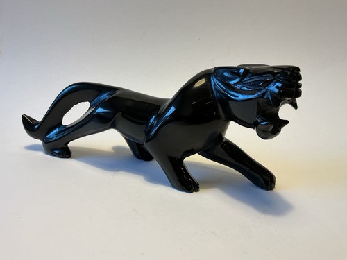 Vintage black carved obsidian - carved,