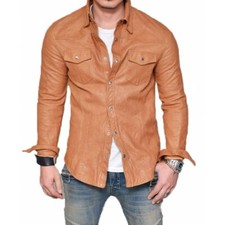 Men's Tan Genuine Leather Slim