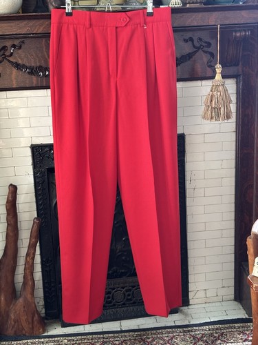 Escada pants red wool size - escada,