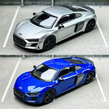Masdi 1/64 Audi R8 2022 Silver/Blue Diecast Metal Car Model