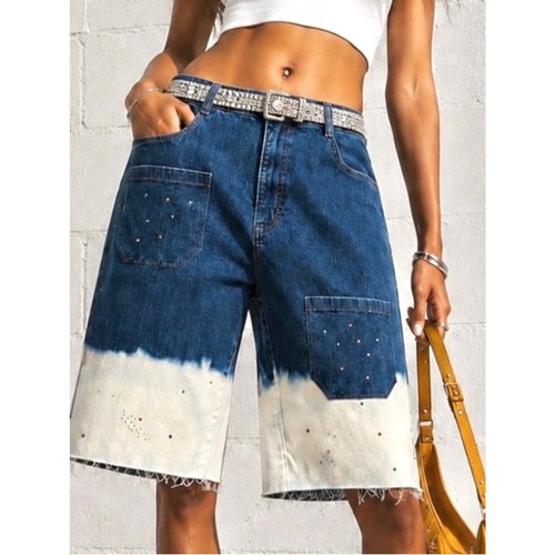 Upcycled denim bermuda shorts - upcycled,