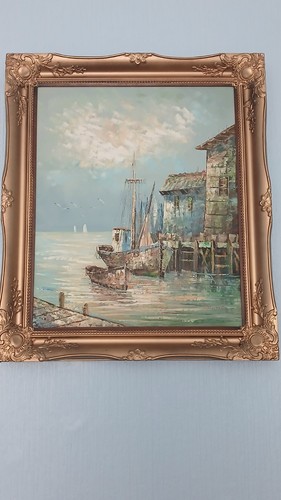 Florence oil painting docks - florence,