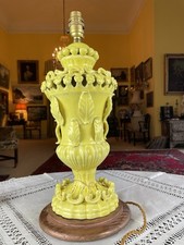 Rewired 1970’s Manises Casa Pupo Yellow / Gold Silk Flex Table Lamp 17”